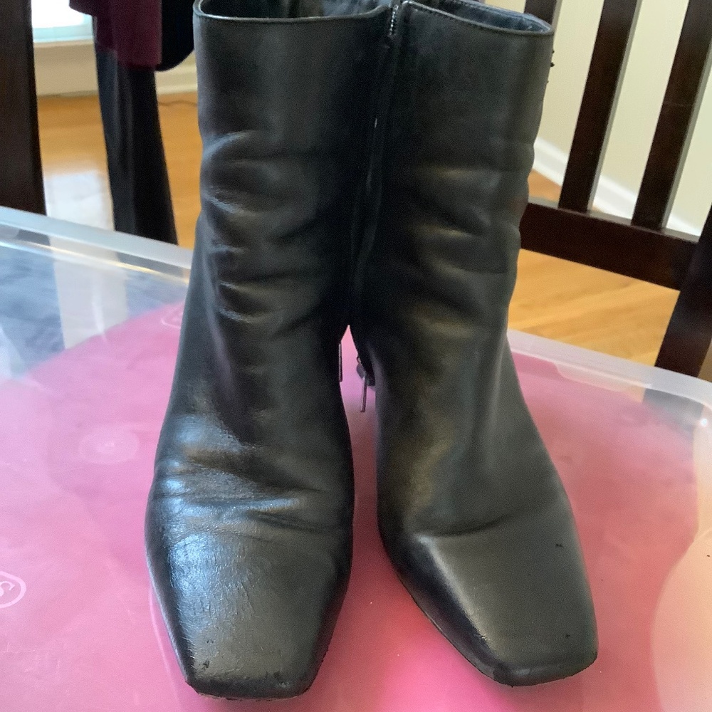Sam Edelman Women Black Leather square toe Fashion Boots sz 9